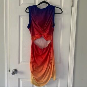 Colorful Knot-front Dress